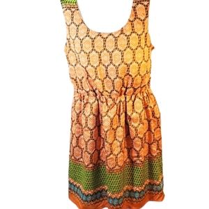 LOVE REIGN Orange Geometric Dress Cute Back Size XL